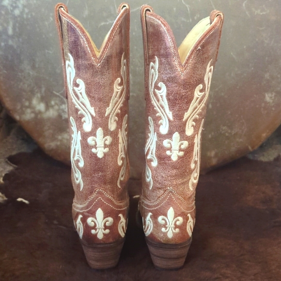 CORRAL R1974 Honey Cortez ivory scroll & fleur de lis cowgirl western boots sz 6 - Picture 10 of 16